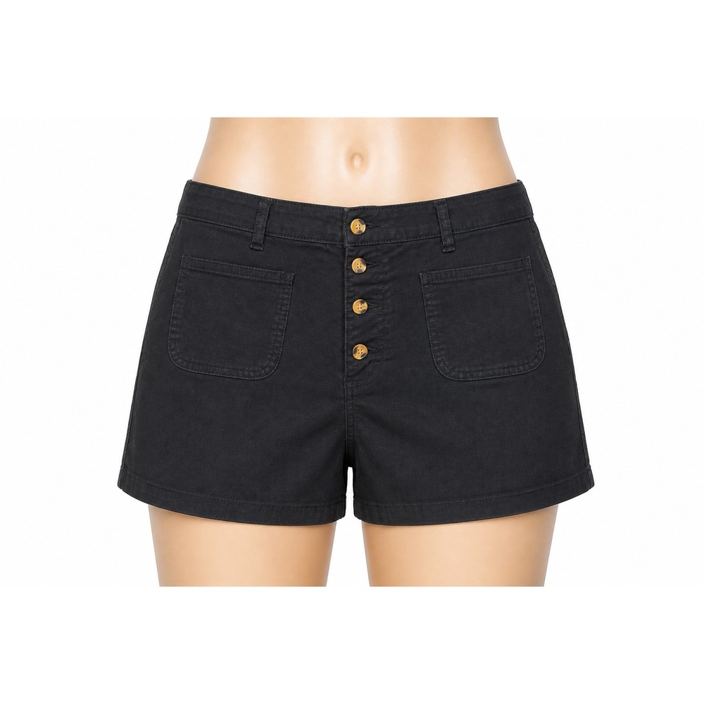 Lee High Rise Black Shorts Womens Relaxed Fit Button Fly Casual Summer Large